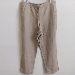 J. Crew Linen Pants Women L Tan Summer Coastal Beach Boho Lightweight Resort NEW